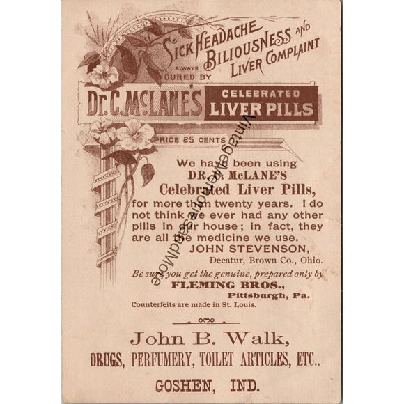 Vintage Mikado Cologne & Mc Lane's Liver Pills Advertising Trade Card PB23 - Picture 2 of 2
